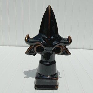Fleur de Lis Finial Black Porcelain Ornamental French Decor Art Deco MCM Statue